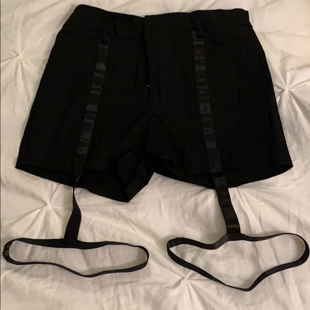 Black strap shorts